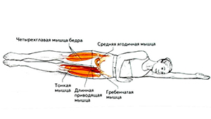 Сведение ног лежа на боку